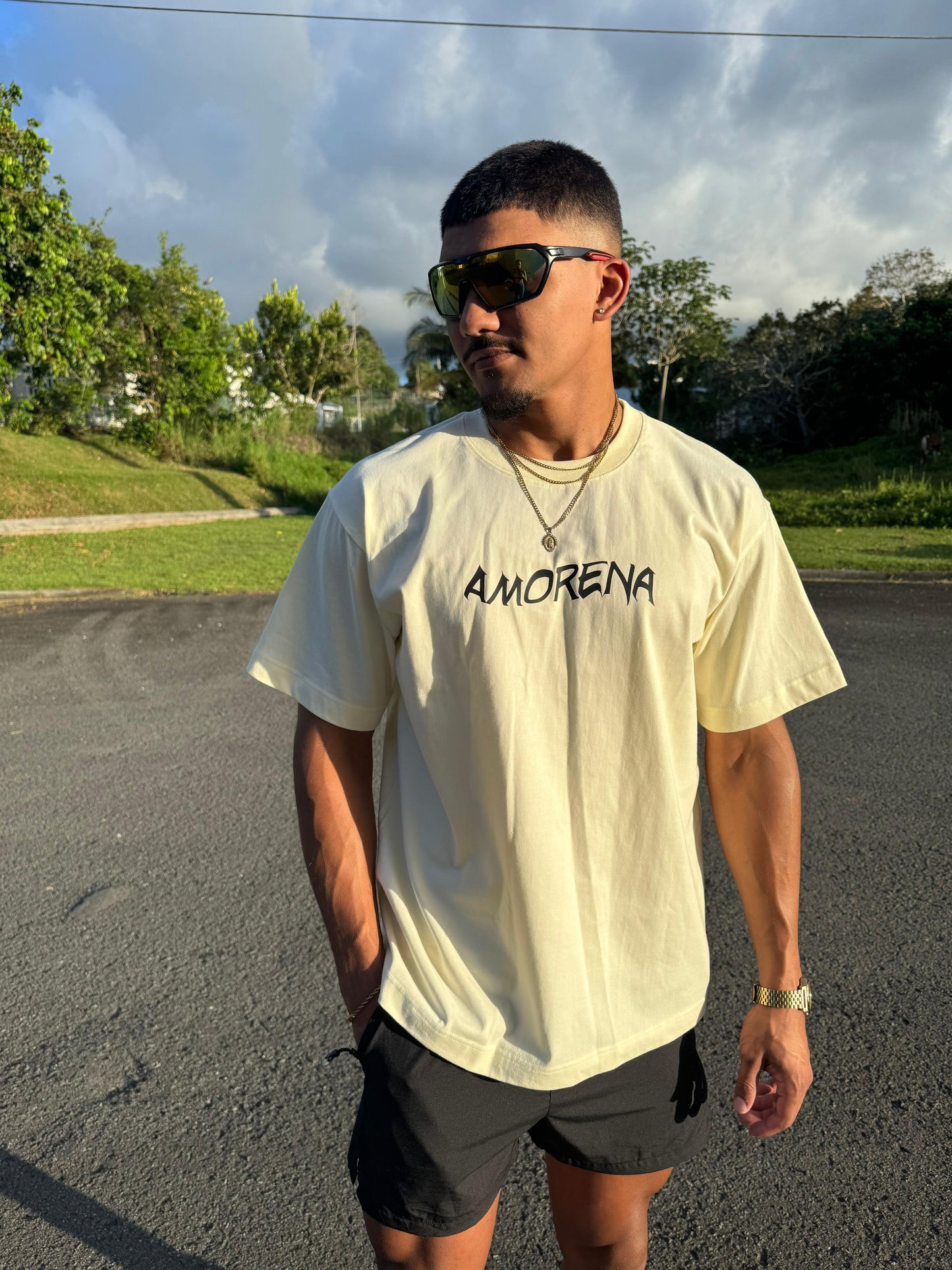 BEIGE BEACH MEN OVERSIZED SHIRT