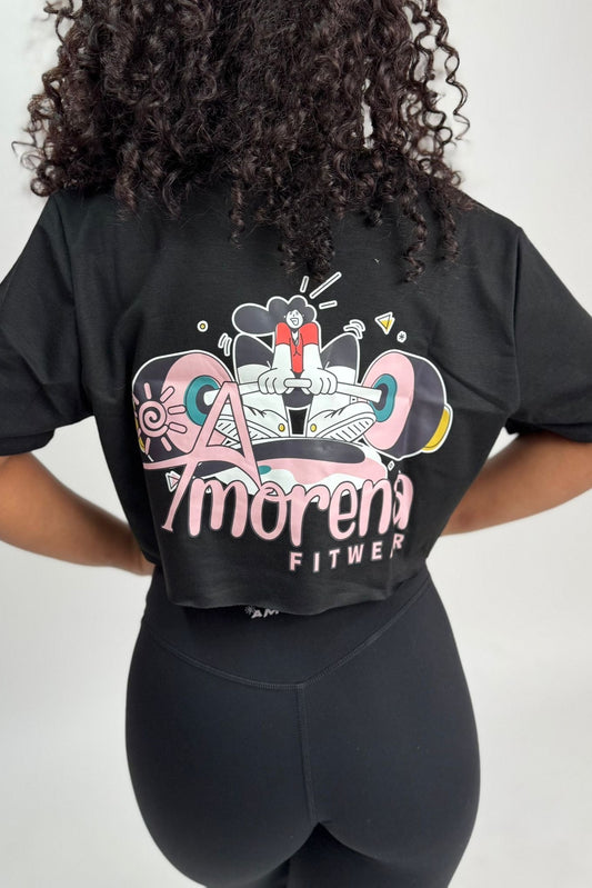 BLACK OVERSIZED WOMEN CROP TOP